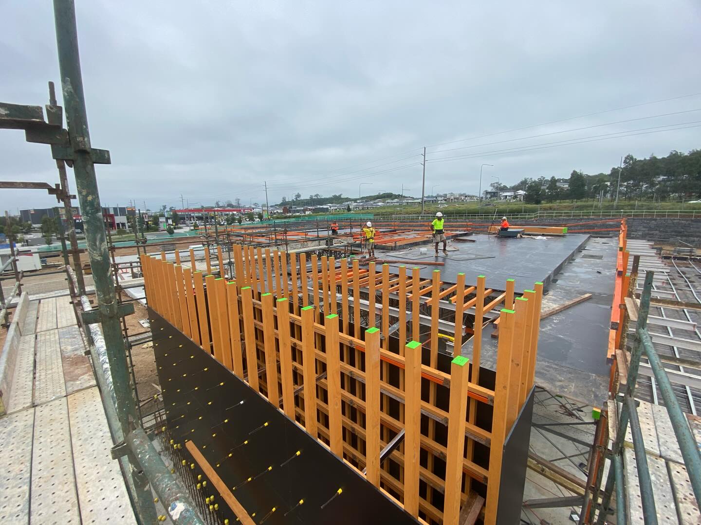 RL Formwork crew working on a formed stair core and deck